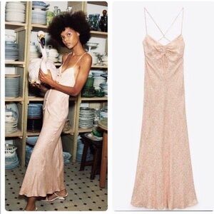 Zara Floral Print Satin effect Sleeveless Maxi Slip Dress Women’s Plus size XXL